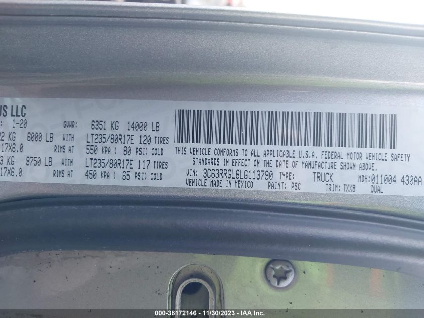 2020 DODGE RAM 3500 - 3C63RRGL6LG113790