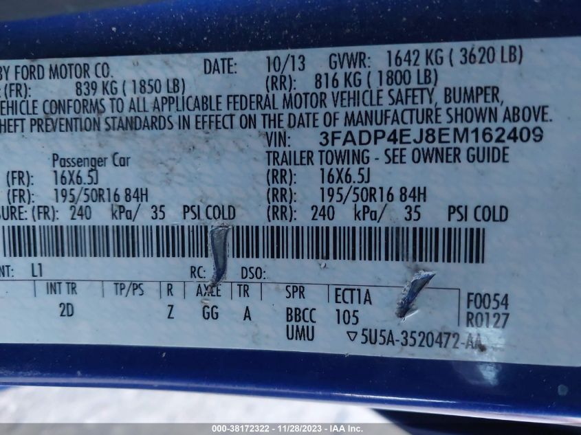 2014 FORD FIESTA SE - 3FADP4EJ8EM162409
