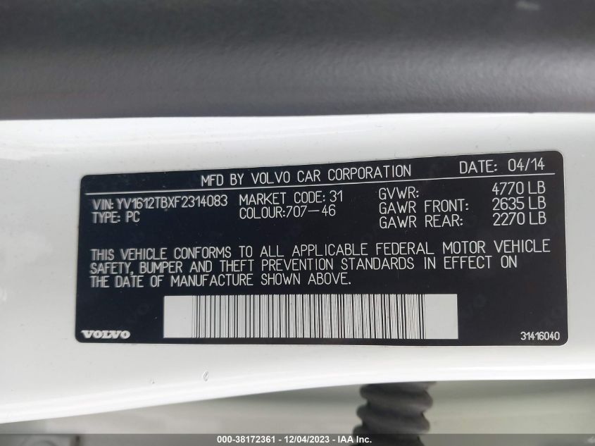 2015 VOLVO S60 T5 PREMIER - YV1612TBXF2314083