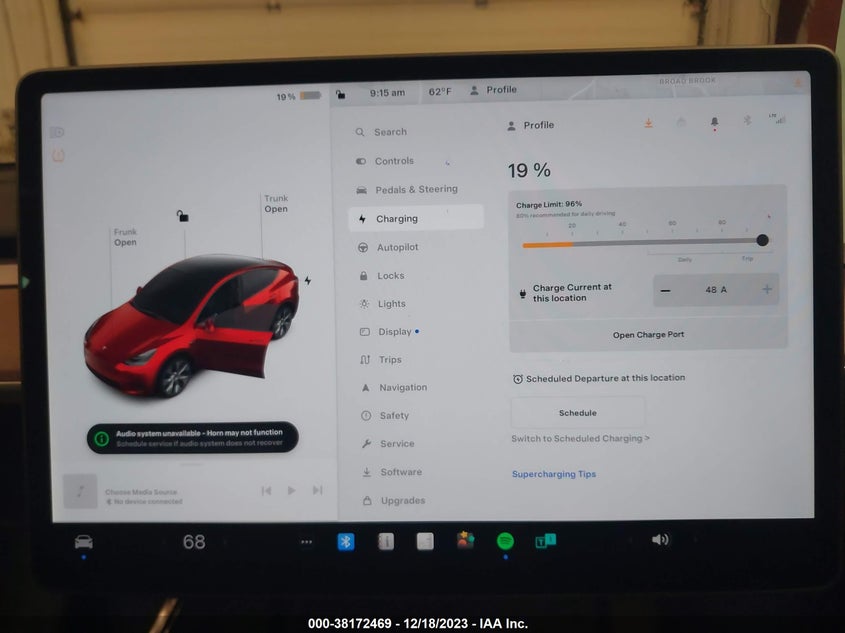 VIN 7SAYGDEE6NA021180 2022 TESLA MODEL Y