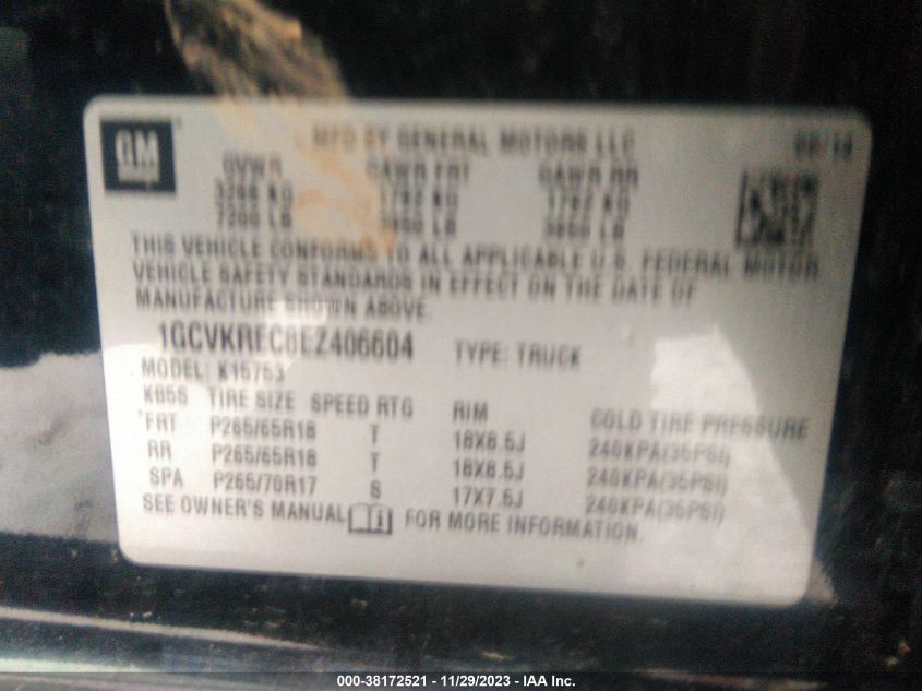 2014 CHEVROLET SILVERADO 1500 1LT - 1GCVKREC8EZ406604