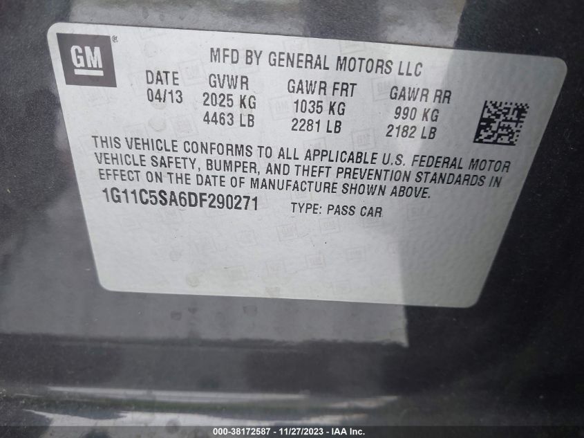 2013 CHEVROLET MALIBU 1LT - 1G11C5SA6DF290271