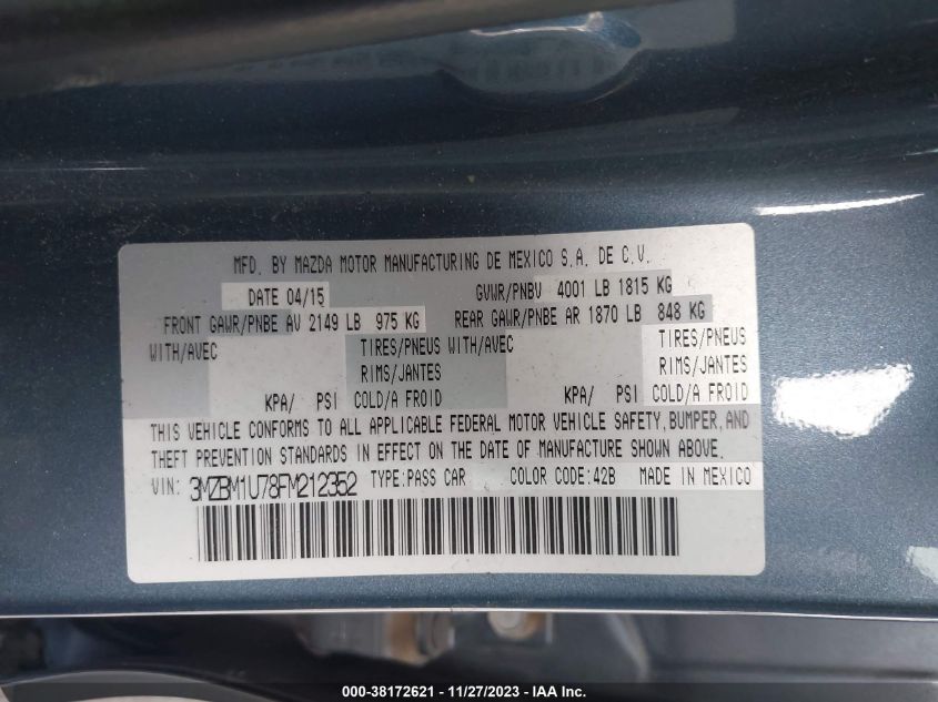 2015 MAZDA MAZDA3 I SPORT - 3MZBM1U78FM212352