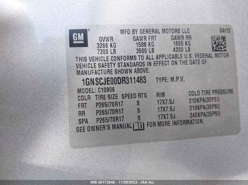 2013 CHEVROLET SUBURBAN 1500 LT - 1GNSCJE00DR311483