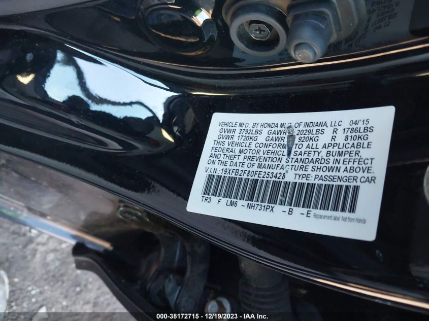 2015 HONDA CIVIC EX - 19XFB2F80FE253428