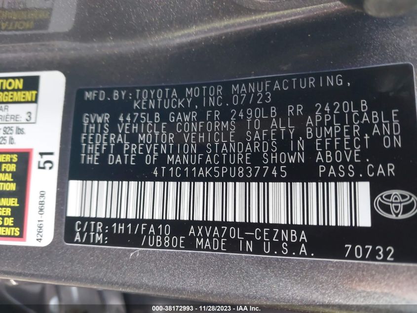 2023 TOYOTA CAMRY LE - 4T1C11AK5PU837745