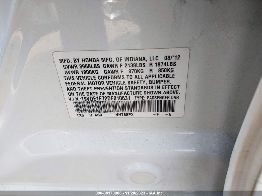 2013 ACURA ILX TECH PKG - 19VDE1F72DE010631