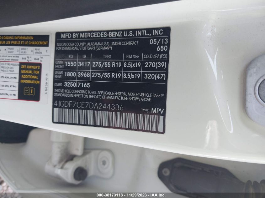 2013 MERCEDES-BENZ GL 450 4JGDF7CE7DA244336