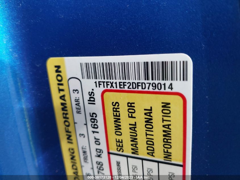 2013 FORD F-150 STX - 1FTFX1EF2DFD79014