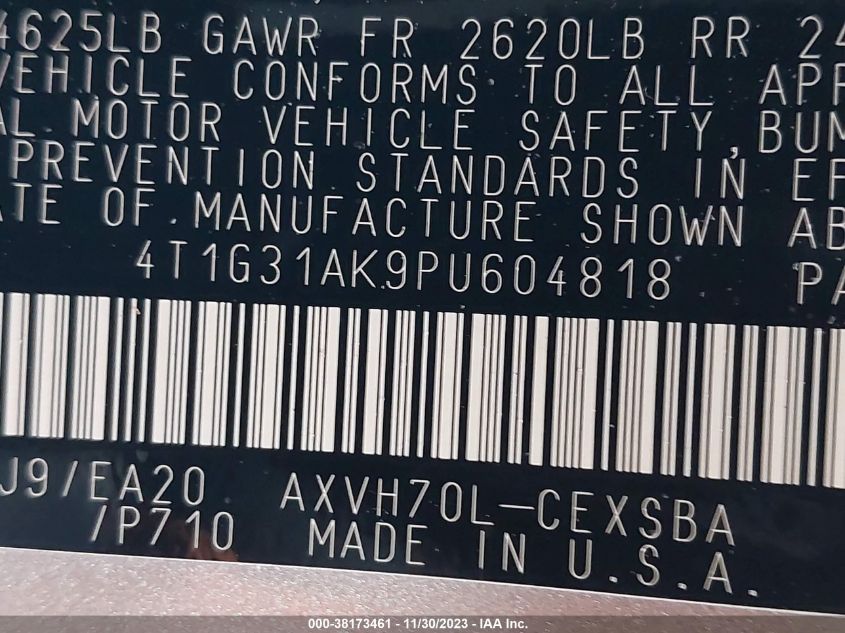 2023 TOYOTA CAMRY SE NIGHT SHADE/SE - 4T1G31AK9PU604818