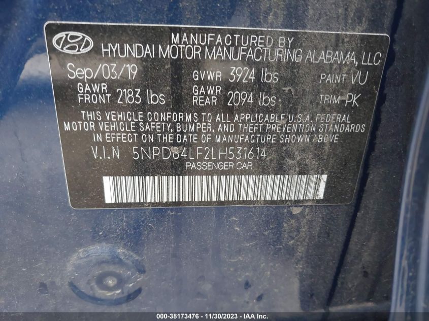 2020 HYUNDAI ELANTRA SEL/VALUE/LIMITED - 5NPD84LF2LH531614