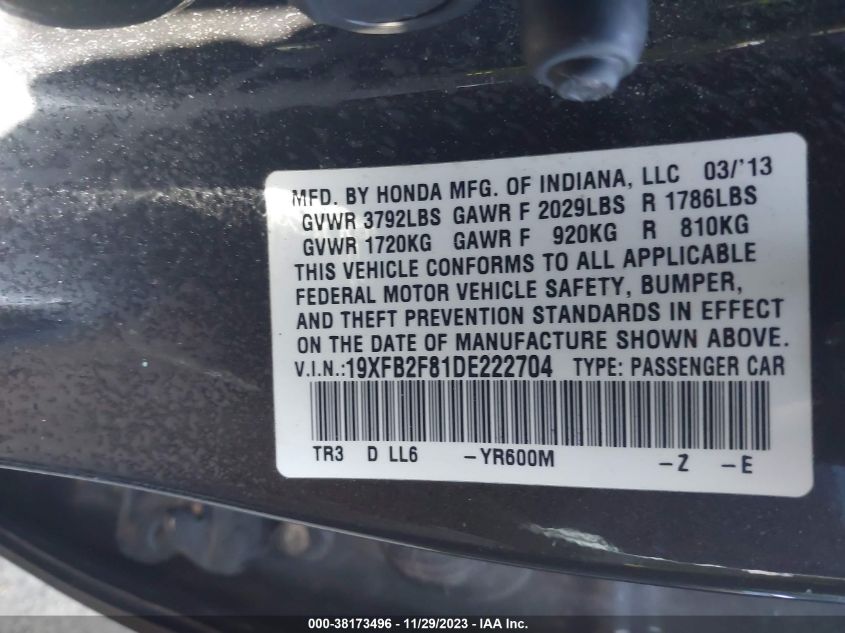 2013 HONDA CIVIC EX - 19XFB2F81DE222704
