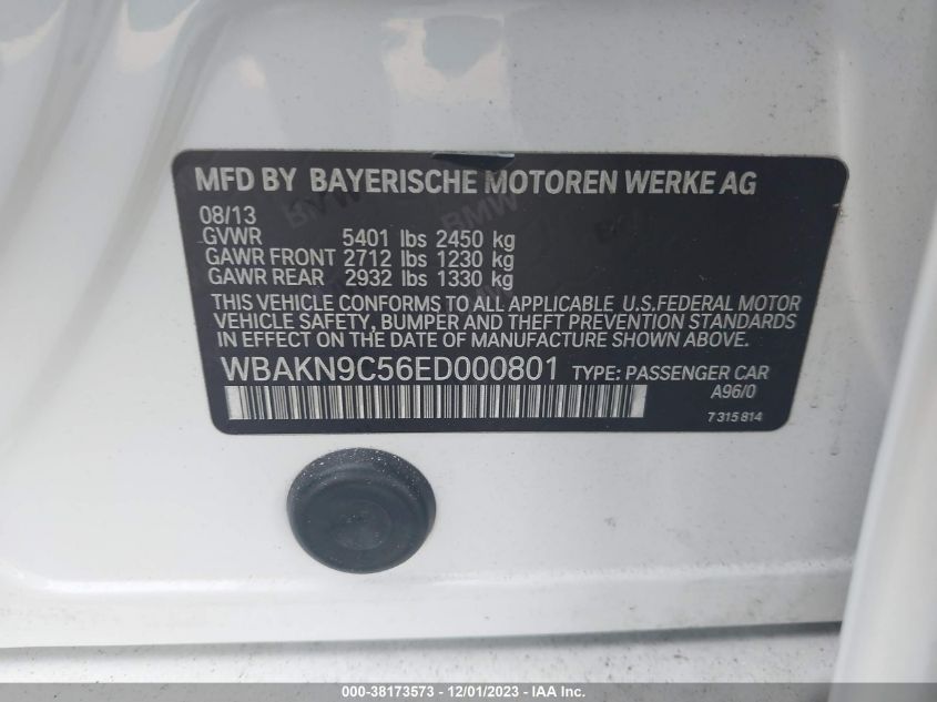 2014 BMW 550I - WBAKN9C56ED000801