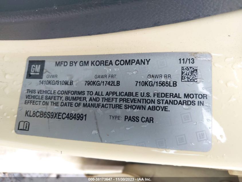 2014 CHEVROLET SPARK LS - KL8CB6S9XEC484991