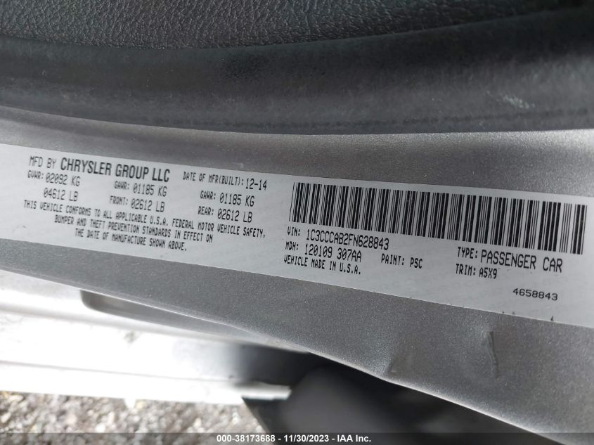 2015 CHRYSLER 200 LIMITED - 1C3CCCAB2FN628843