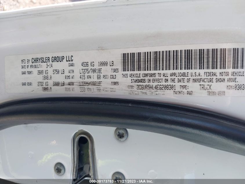 2014 RAM 2500 TRADESMAN - 3C6UR5HL4EG208301