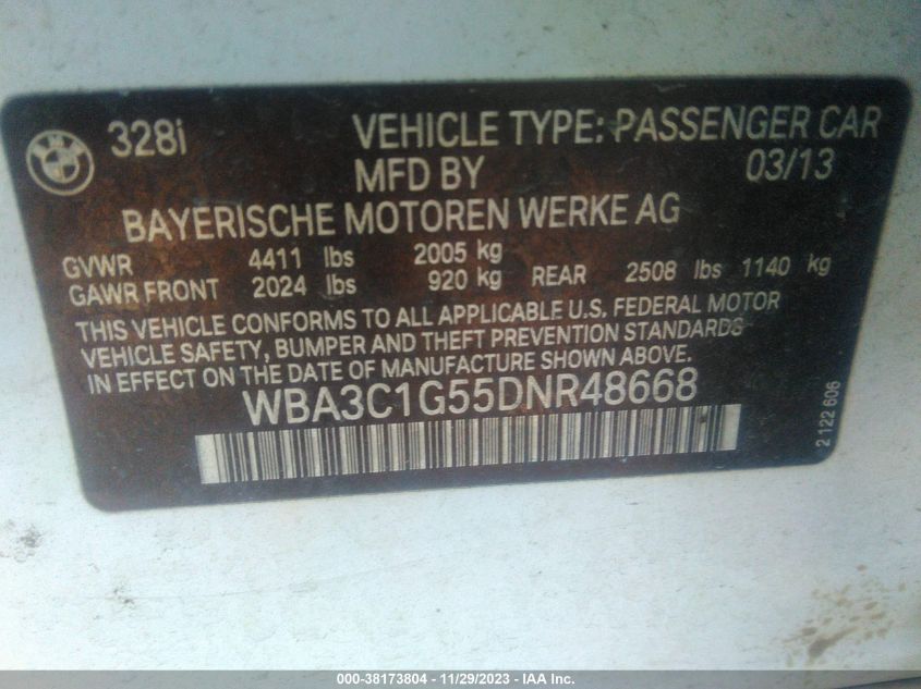 2013 BMW 328I - WBA3C1G55DNR48668