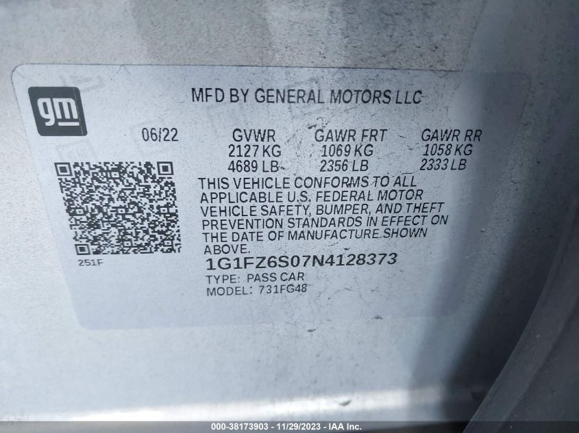 2022 CHEVROLET BOLT EUV PREMIER - 1G1FZ6S07N4128373