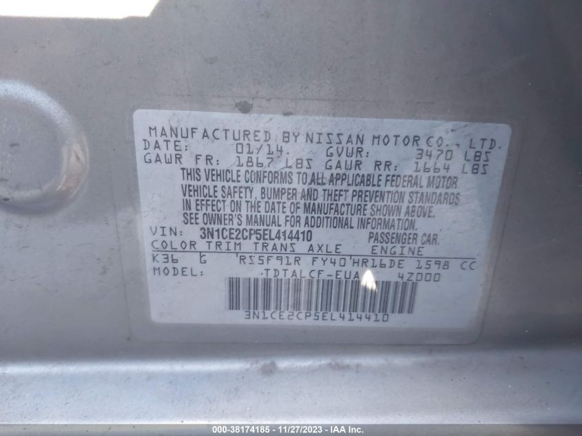 2014 NISSAN VERSA NOTE S - 3N1CE2CP5EL414410