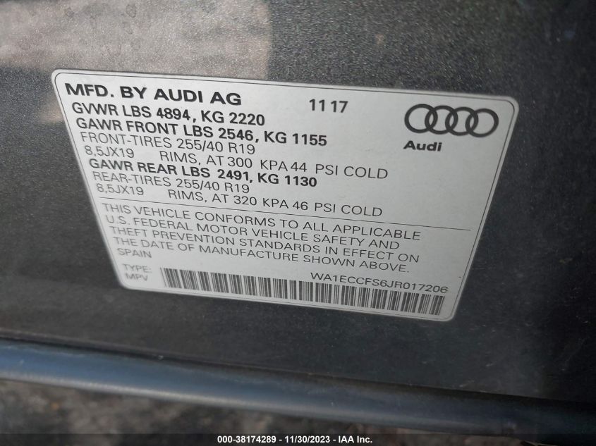 2018 AUDI Q3 PREMIUM - WA1ECCFS6JR017206