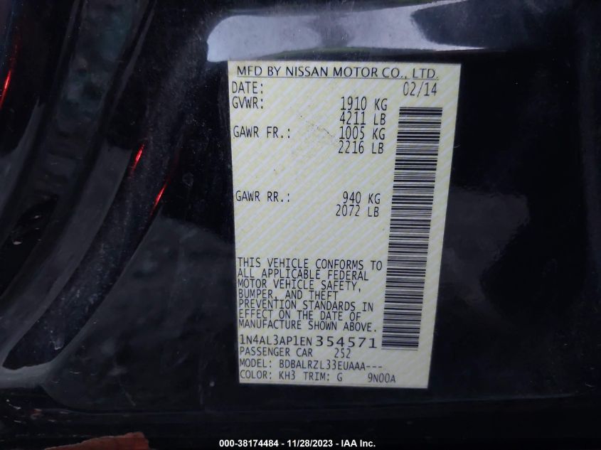 2014 NISSAN ALTIMA 2.5 - 1N4AL3AP1EN354571