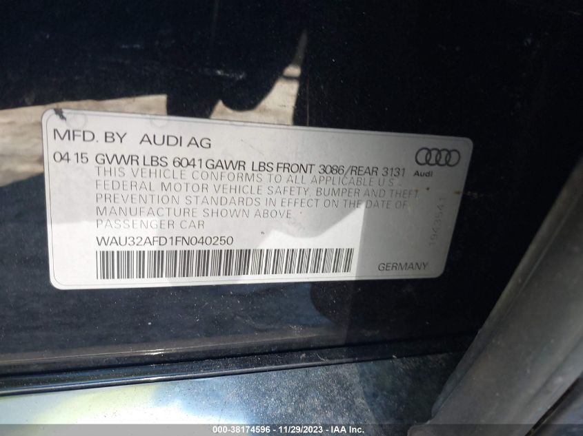 2015 AUDI A8 L 4.0T - WAU32AFD1FN040250