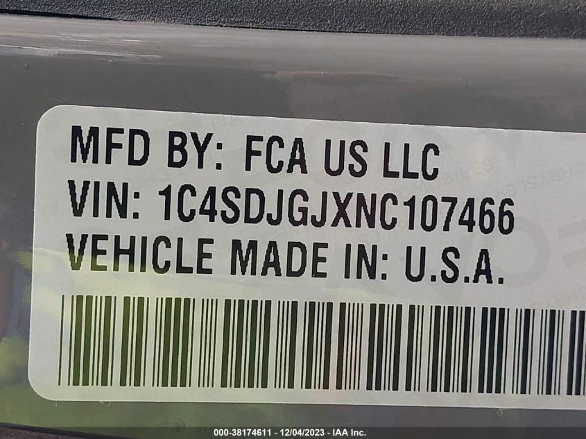 2022 DODGE DURANGO SRT 392 - 1C4SDJGJXNC107466