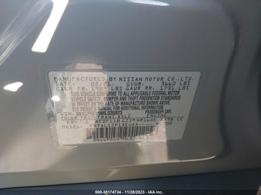 2021 NISSAN KICKS SV - 3N1CP5CV9ML535823