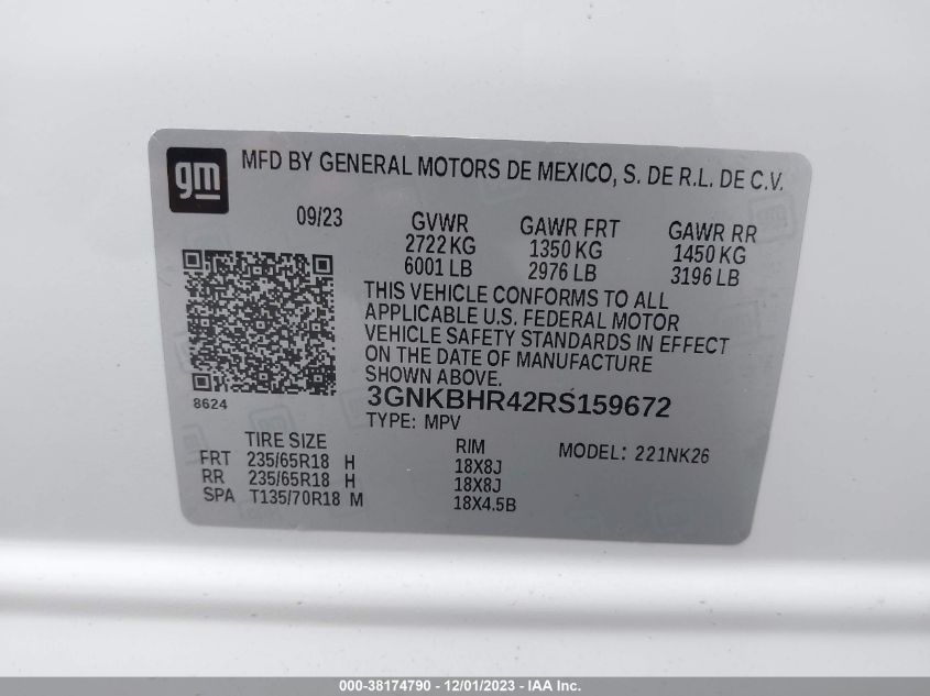 2024 CHEVROLET BLAZER AWD 2LT - 3GNKBHR42RS159672