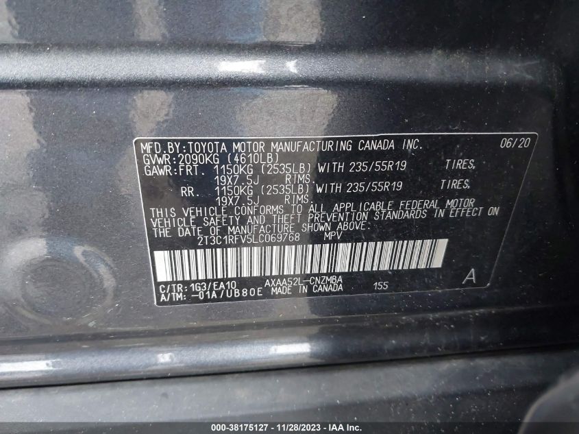 2020 TOYOTA RAV4 XLE PREMIUM - 2T3C1RFV5LC069768
