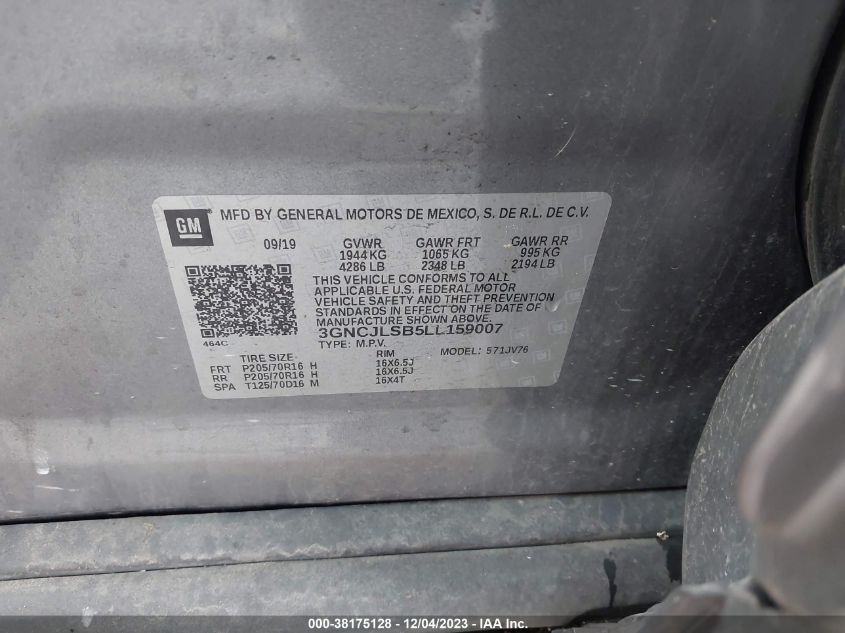2020 CHEVROLET TRAX 1LT - 3GNCJLSB5LL159007