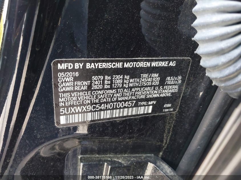 5UXWX9C54H0T00457 2017 BMW X3, photo no. 9