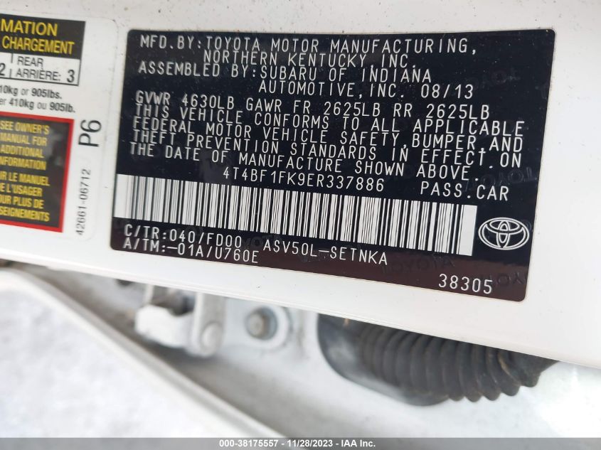 2014 TOYOTA CAMRY LE - 4T4BF1FK9ER337886