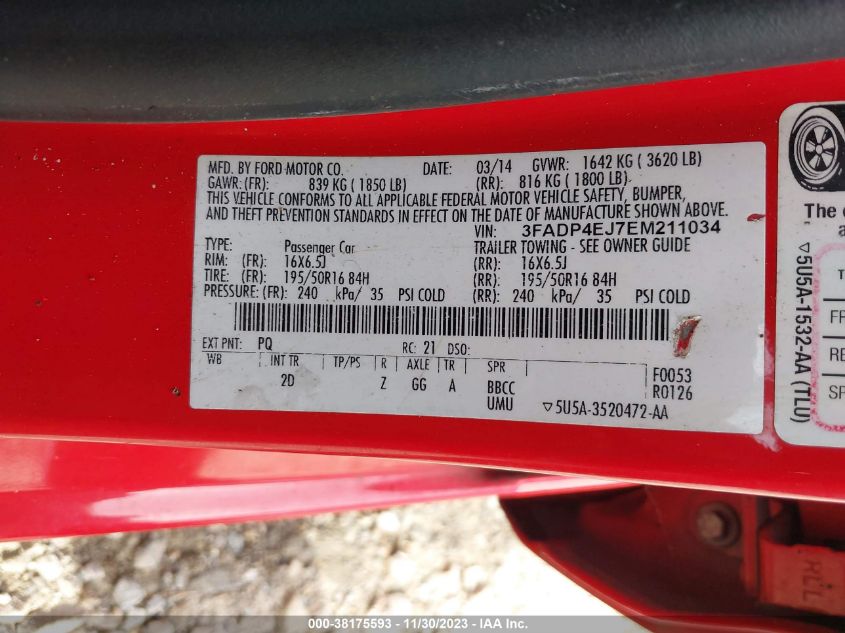 2014 FORD FIESTA SE - 3FADP4EJ7EM211034