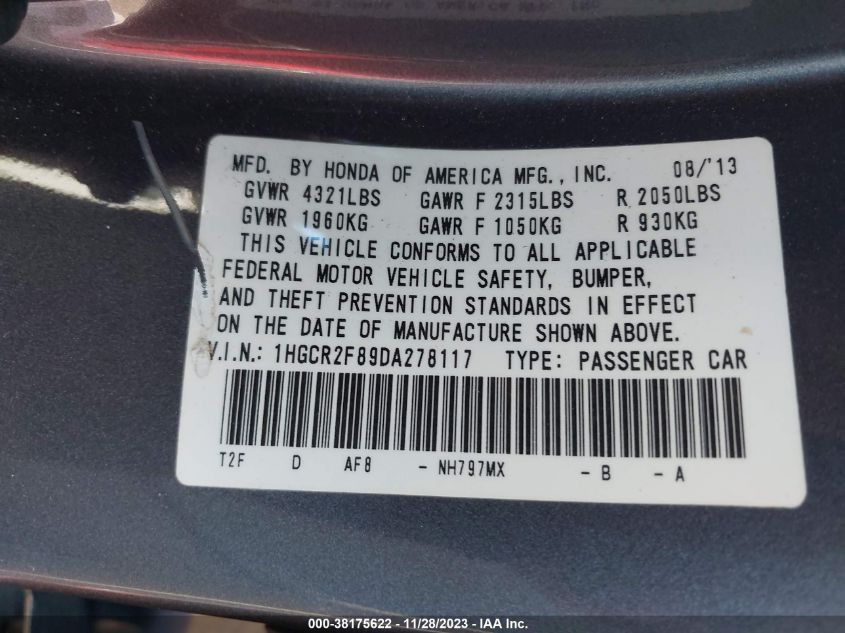 2013 HONDA ACCORD EX-L - 1HGCR2F89DA278117