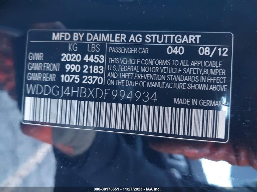 2013 MERCEDES-BENZ C 250 - WDDGJ4HBXDF994934