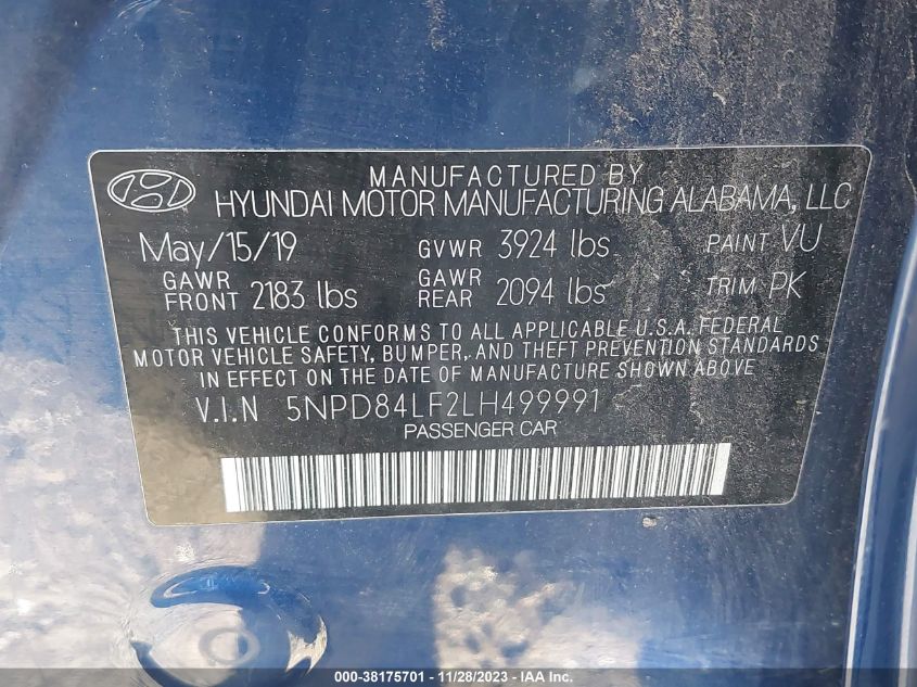 2020 HYUNDAI ELANTRA SEL/VALUE/LIMITED - 5NPD84LF2LH499991