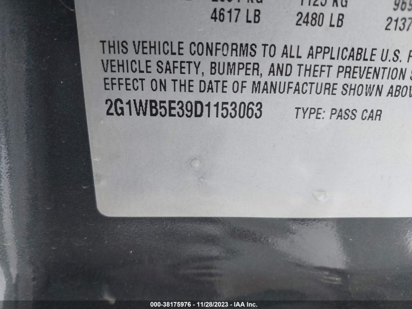 2013 CHEVROLET IMPALA LT - 2G1WB5E39D1153063