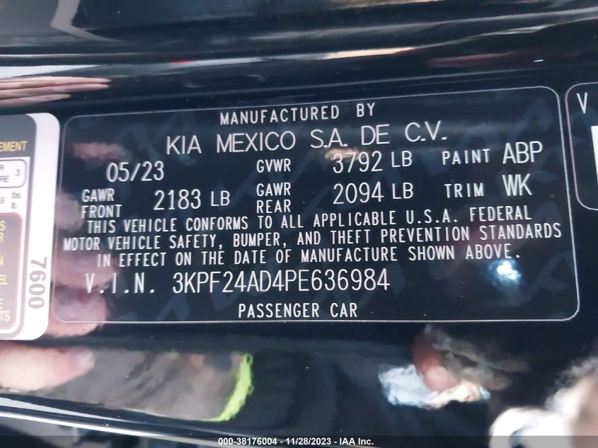 2023 KIA FORTE LX/LXS - 3KPF24AD4PE636984