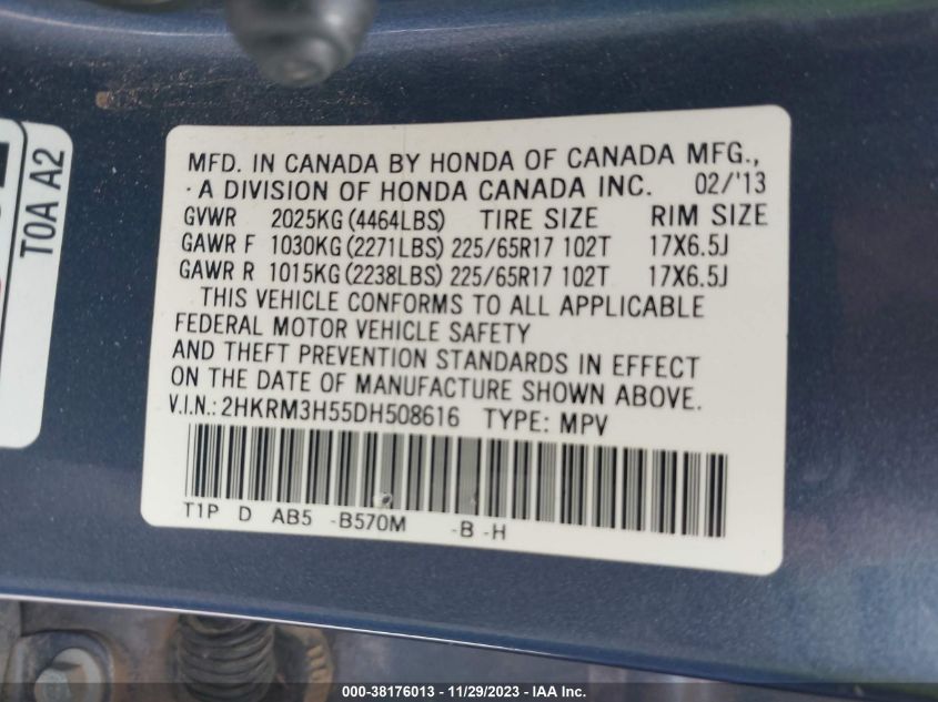 2013 HONDA CR-V EX - 2HKRM3H55DH508616