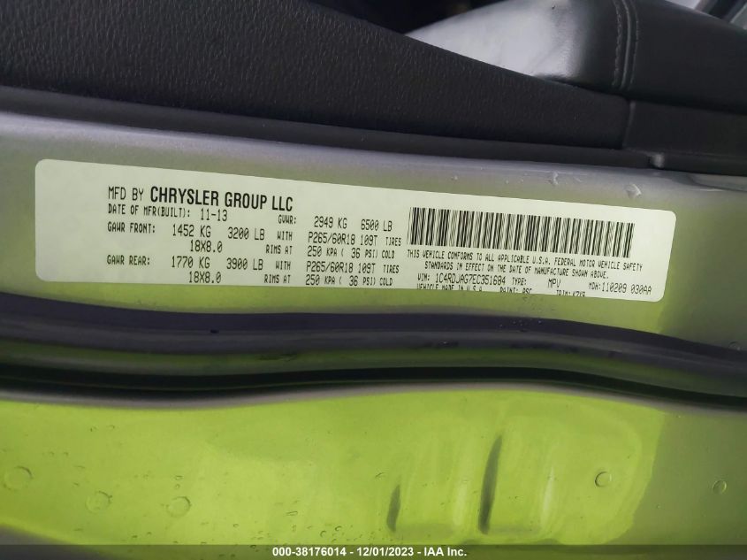 2014 DODGE DURANGO SXT - 1C4RDJAG7EC351684