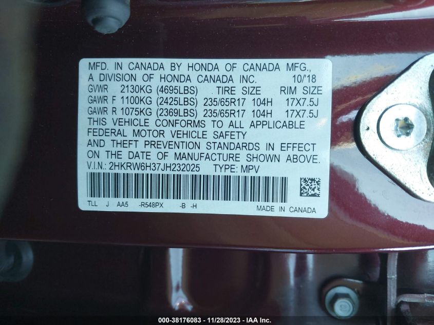 2018 HONDA CR-V LX - 2HKRW6H37JH232025