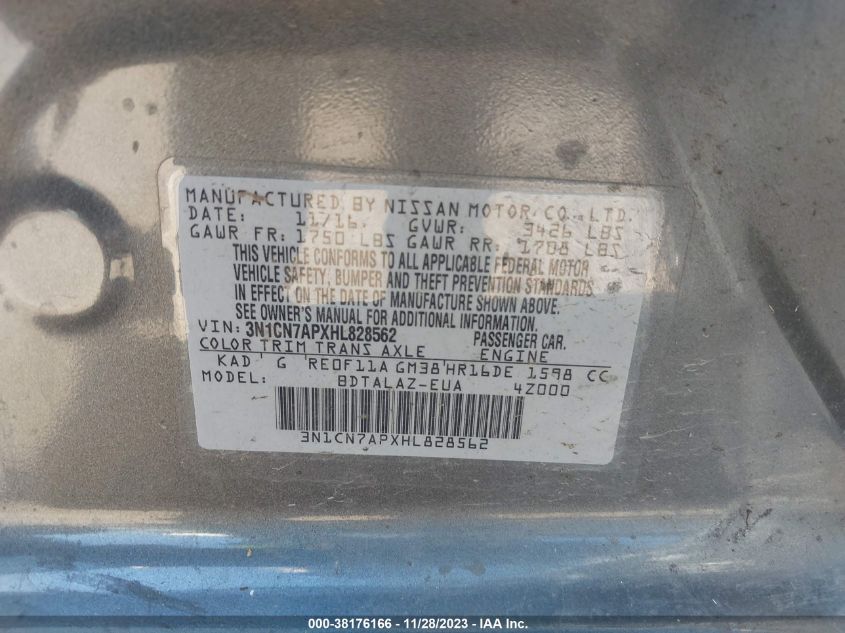 2017 NISSAN VERSA S/S PLUS/SV/SL - 3N1CN7APXHL828562