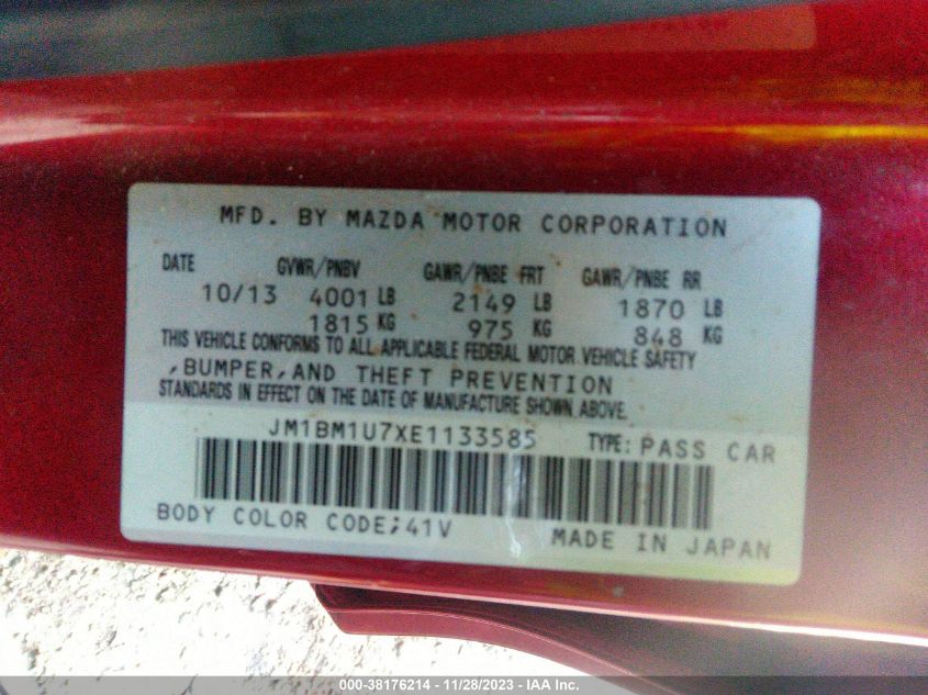 2014 MAZDA MAZDA3 I SPORT - JM1BM1U7XE1133585