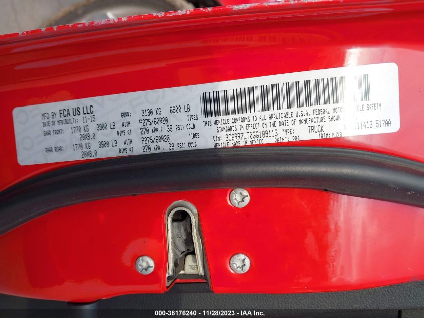 2016 RAM 1500 SLT - 3C6RR7LT0GG189113