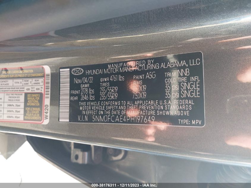 2023 HYUNDAI TUCSON SEL - 5NMJFCAE4PH197649