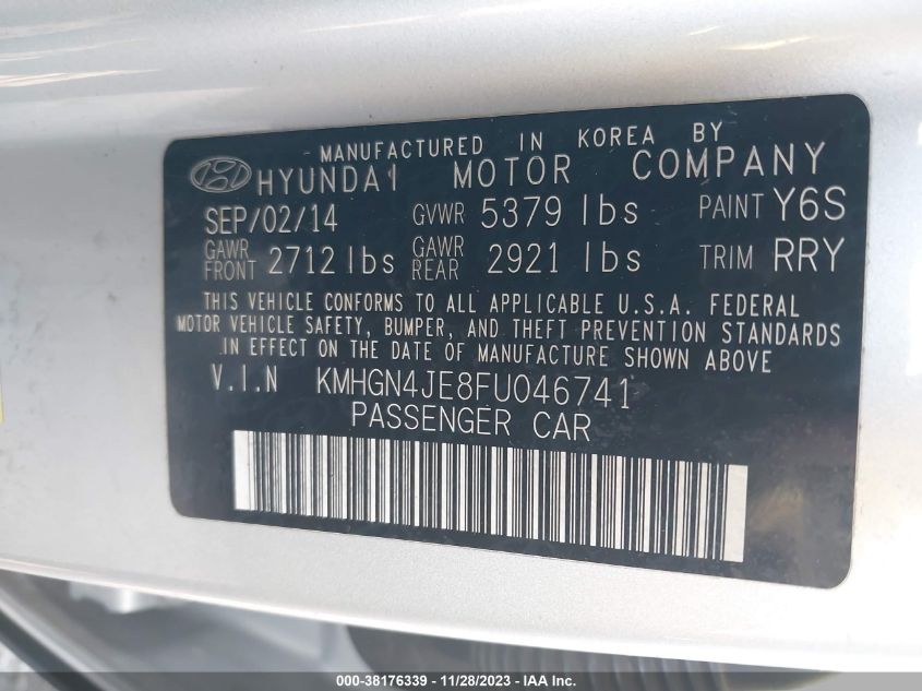2015 HYUNDAI GENESIS 3.8 - KMHGN4JE8FU046741