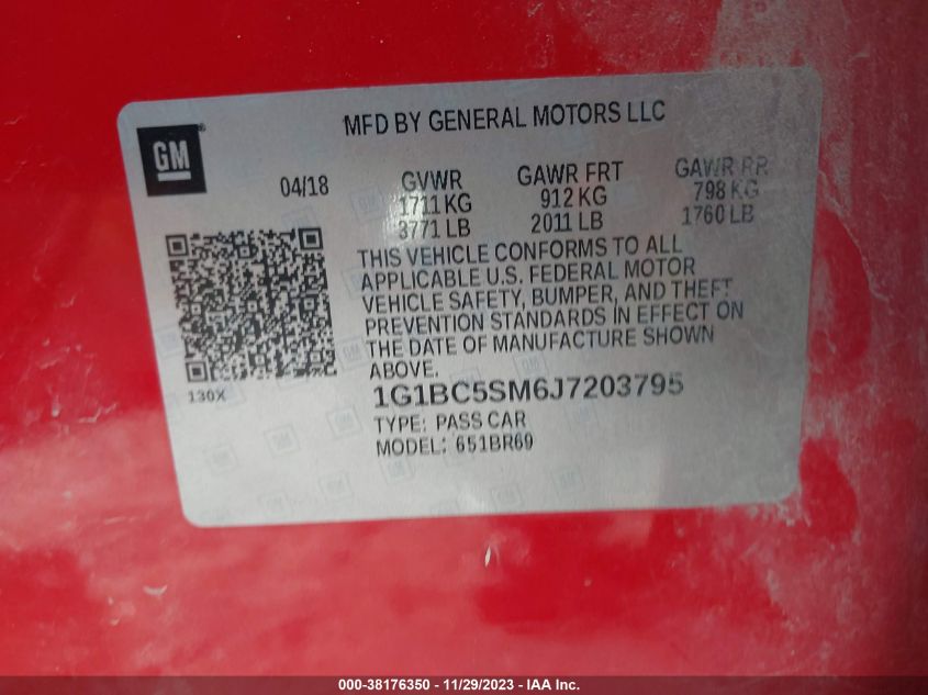 2018 CHEVROLET CRUZE LS AUTO - 1G1BC5SM6J7203795