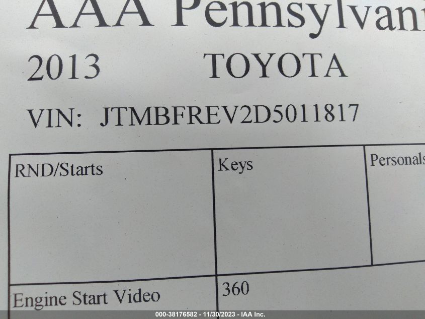 2013 TOYOTA RAV4 LE - JTMBFREV2D5011817
