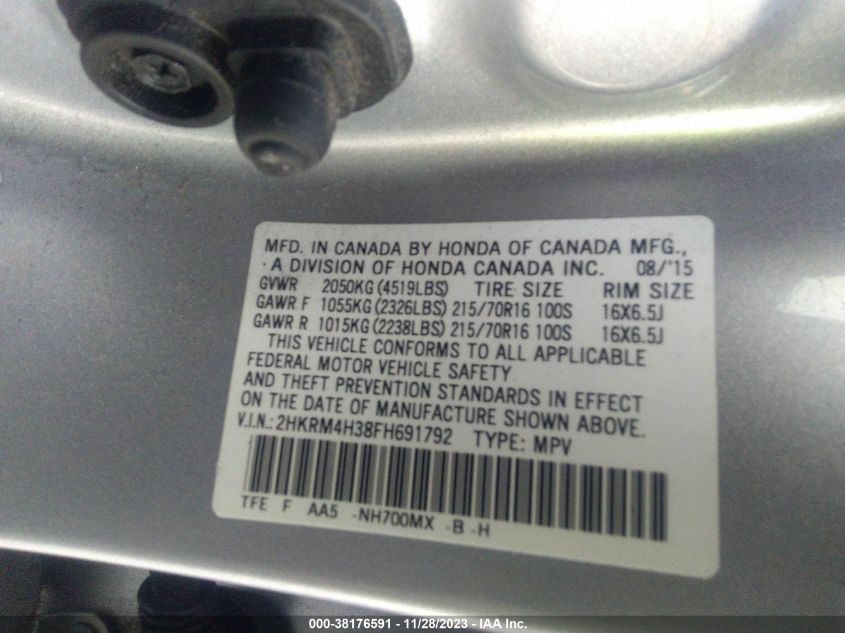 2015 HONDA CR-V LX - 2HKRM4H38FH691792